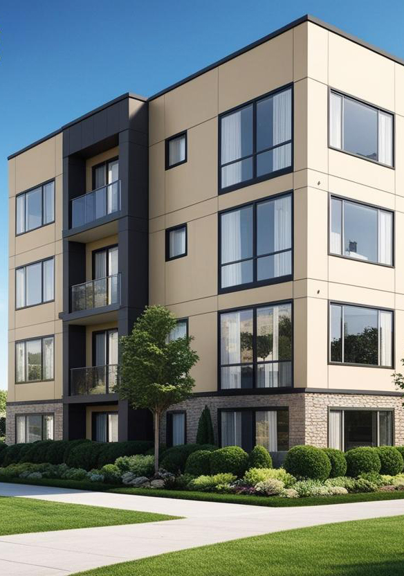 Pic 33 - 4 floor modular luxury apartment building - beige stucco and stone